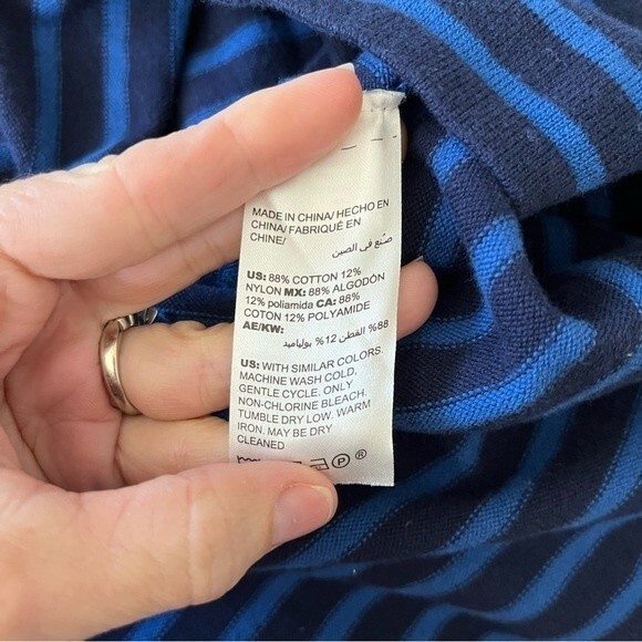 Chico’s Zenergy Mock Neck StripedTank Tunic Blue Black Size 0 - Picture 9 of 14